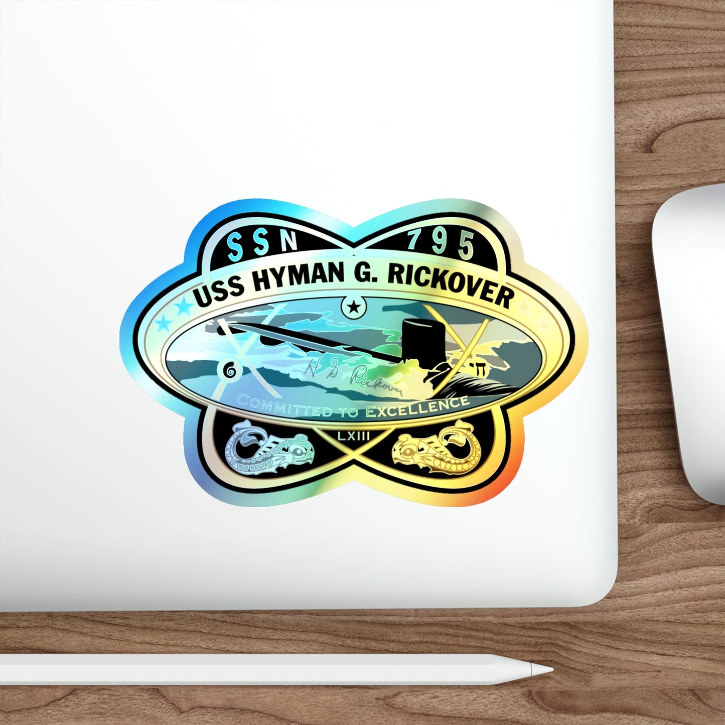 USS Hyman G Rickover SSN 795 (U.S. Navy) Holographic STICKER Die-Cut Vinyl Decal-The Sticker Space