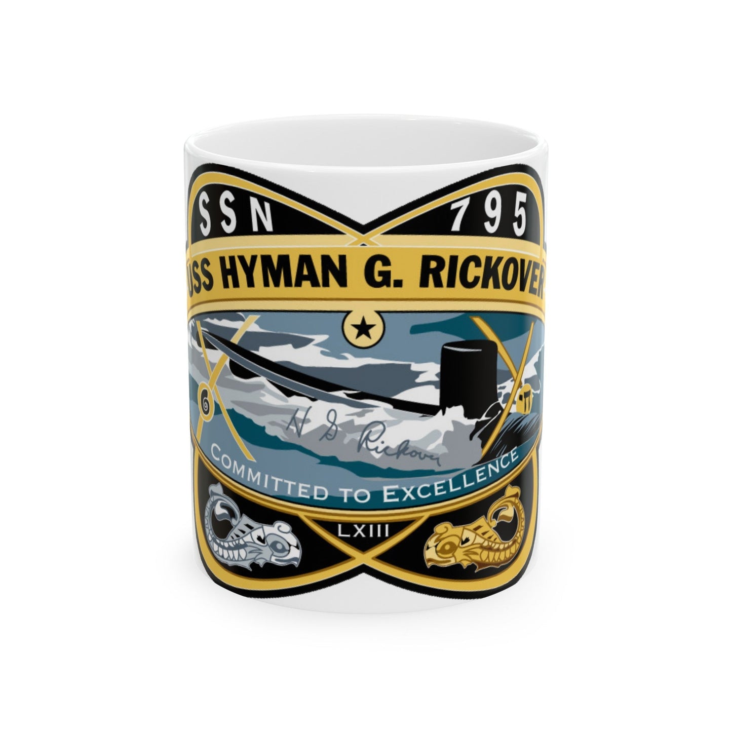 USS Hyman G Rickover SSN 795 (U.S. Navy) White Coffee Mug-11oz-The Sticker Space