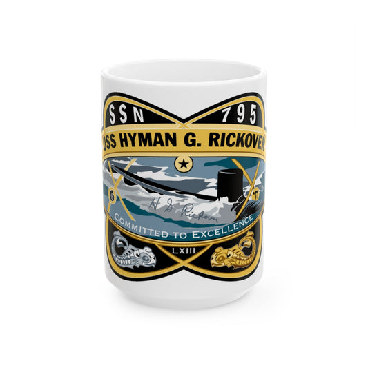 USS Hyman G Rickover SSN 795 (U.S. Navy) White Coffee Mug-15oz-The Sticker Space