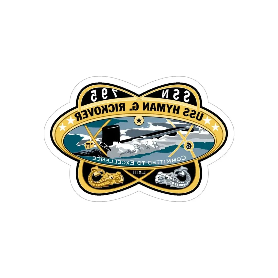 USS Hyman G Rickover SSN 795 (U.S. Navy) REVERSE PRINT Transparent Die-Cut STICKER 6 Inch Die-Cut Transparent - The Sticker Space