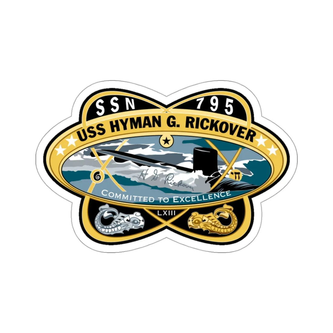 USS Hyman G Rickover SSN 795 (U.S. Navy) STICKER Vinyl Die-Cut Decal 3 Inch - The Sticker Space