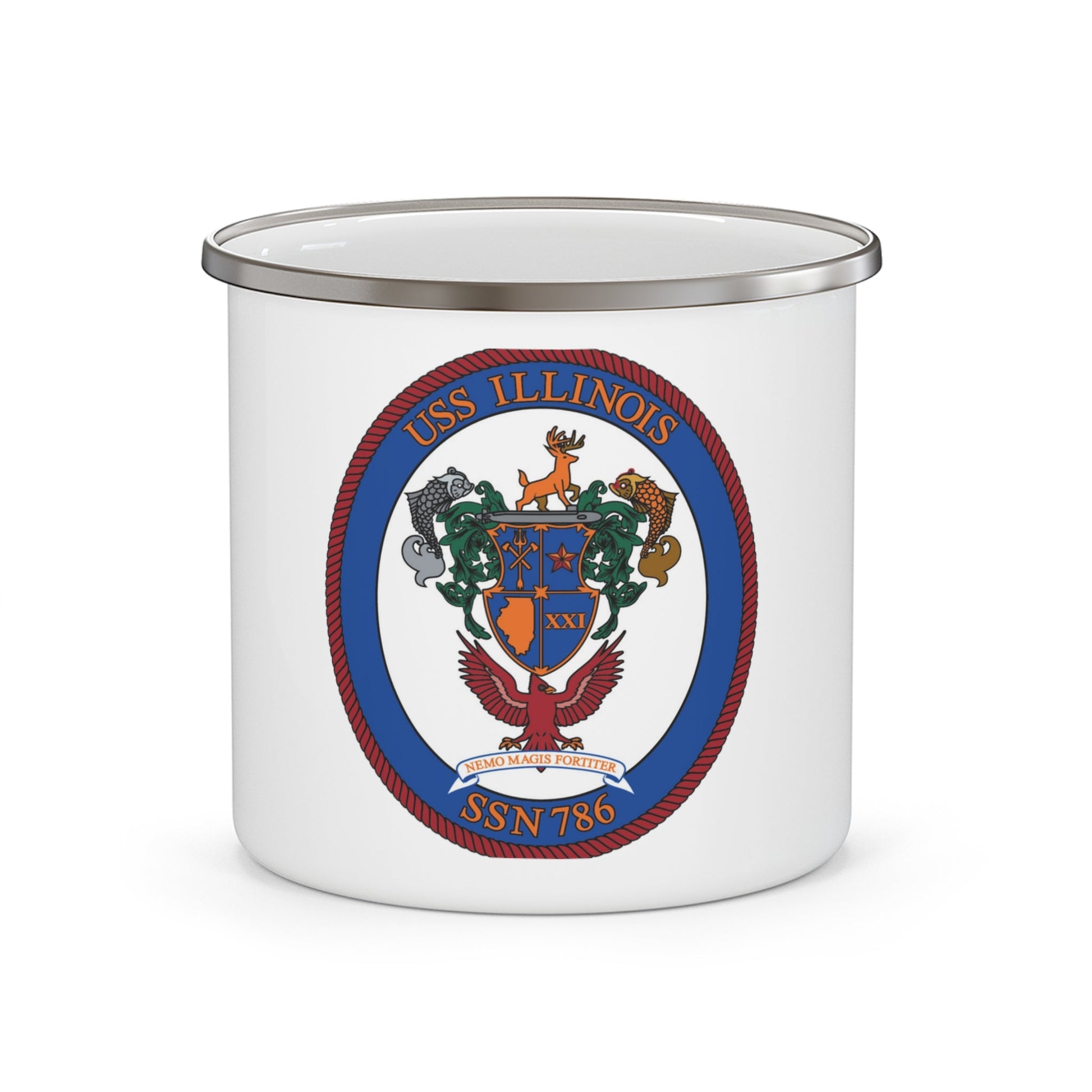 USS Illinois 786 (U.S. Navy) Enamel Mug 12oz-12oz-The Sticker Space