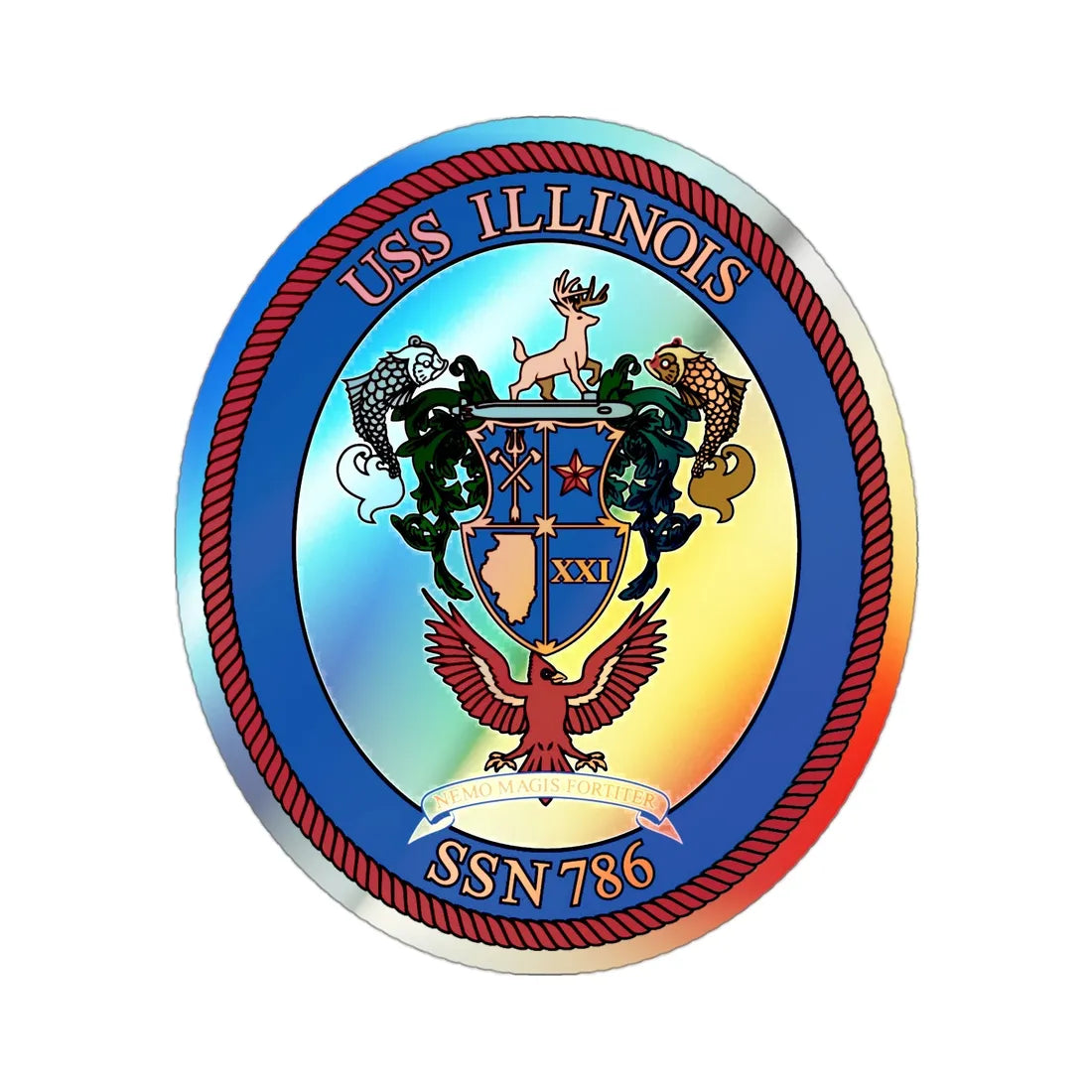 USS Illinois 786 (U.S. Navy) Holographic STICKER Die-Cut Vinyl Decal 3 Inch Holographic - The Sticker Space