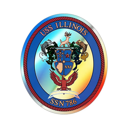 USS Illinois 786 (U.S. Navy) Holographic STICKER Die-Cut Vinyl Decal 4 Inch Holographic - The Sticker Space