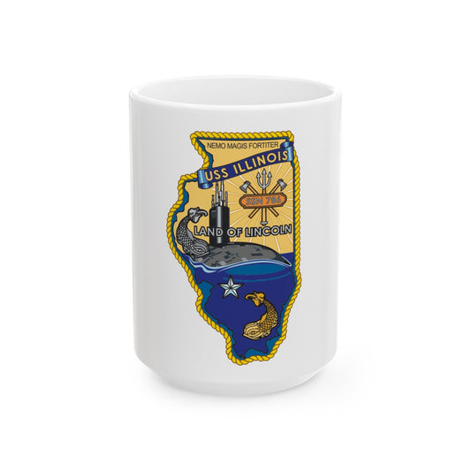 USS Illinois SSN 786 v2 (U.S. Navy) White Coffee Mug-15oz-The Sticker Space