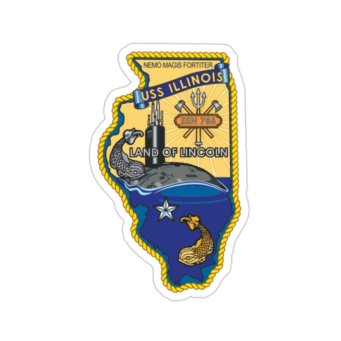 USS Illinois SSN 786 v2 (U.S. Navy) STICKER Vinyl Die-Cut Decal 2 Inch - The Sticker Space