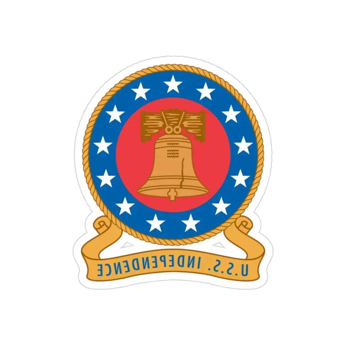 USS Independence (U.S. Navy) REVERSE PRINT Transparent Die-Cut STICKER 3 Inch Die-Cut Transparent - The Sticker Space