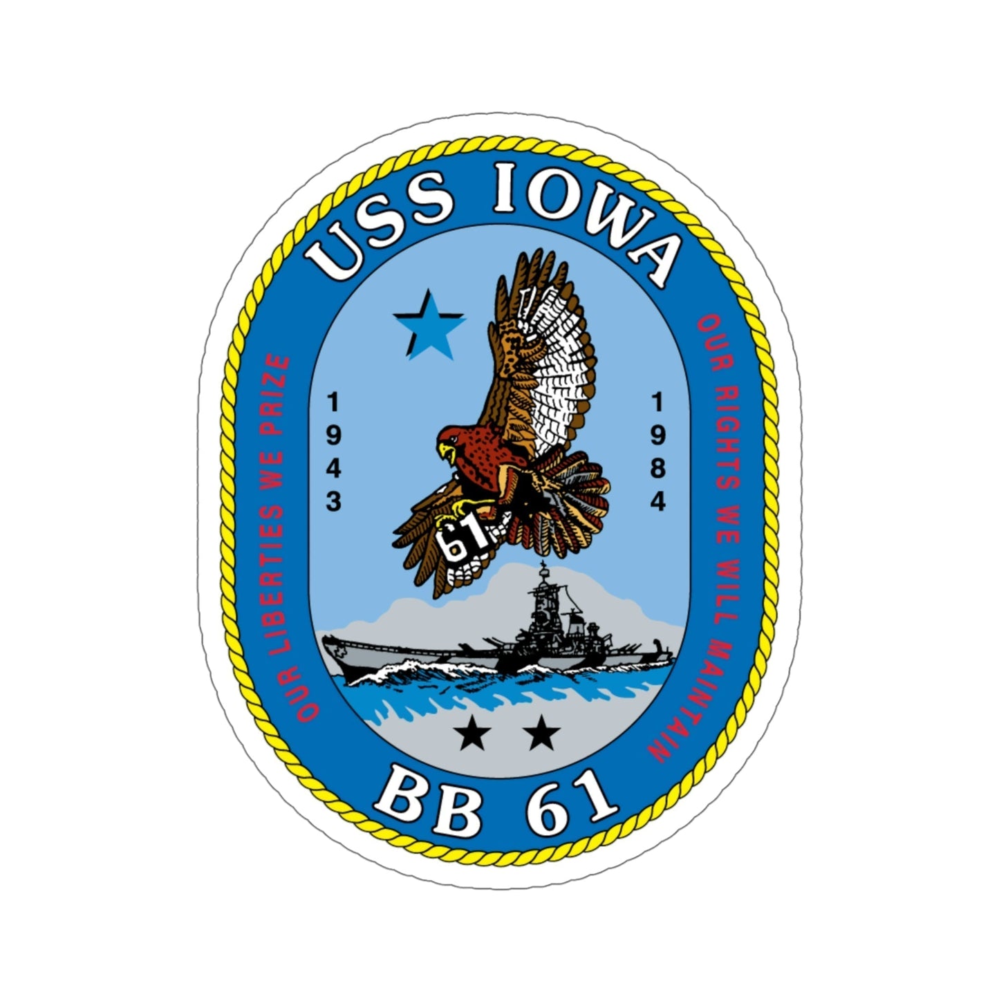 USS Iowa BB 61 (U.S. Navy) STICKER Vinyl Die-Cut Decal-6 Inch-The Sticker Space