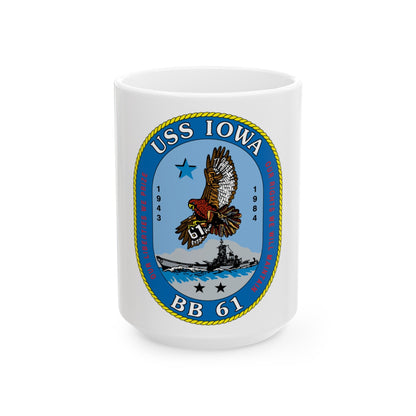 USS Iowa BB 61 (U.S. Navy) White Coffee Mug-15oz-The Sticker Space