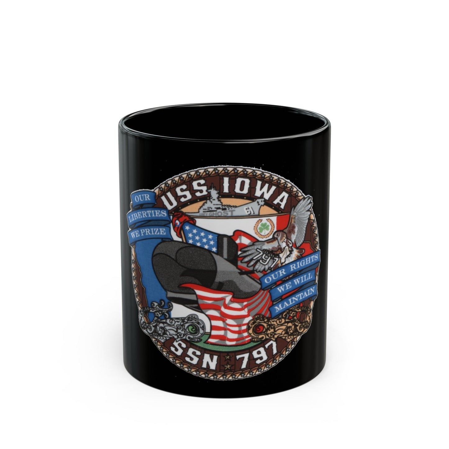 USS IOWA SSN 797 (U.S. Navy) Black Coffee Mug-11oz-The Sticker Space