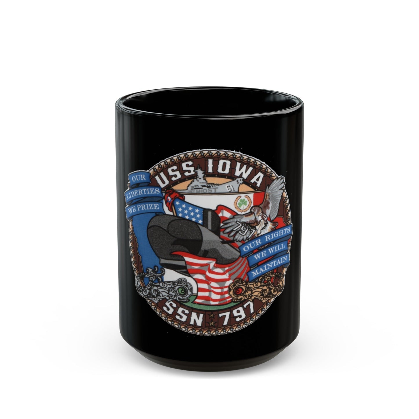 USS IOWA SSN 797 (U.S. Navy) Black Coffee Mug-15oz-The Sticker Space