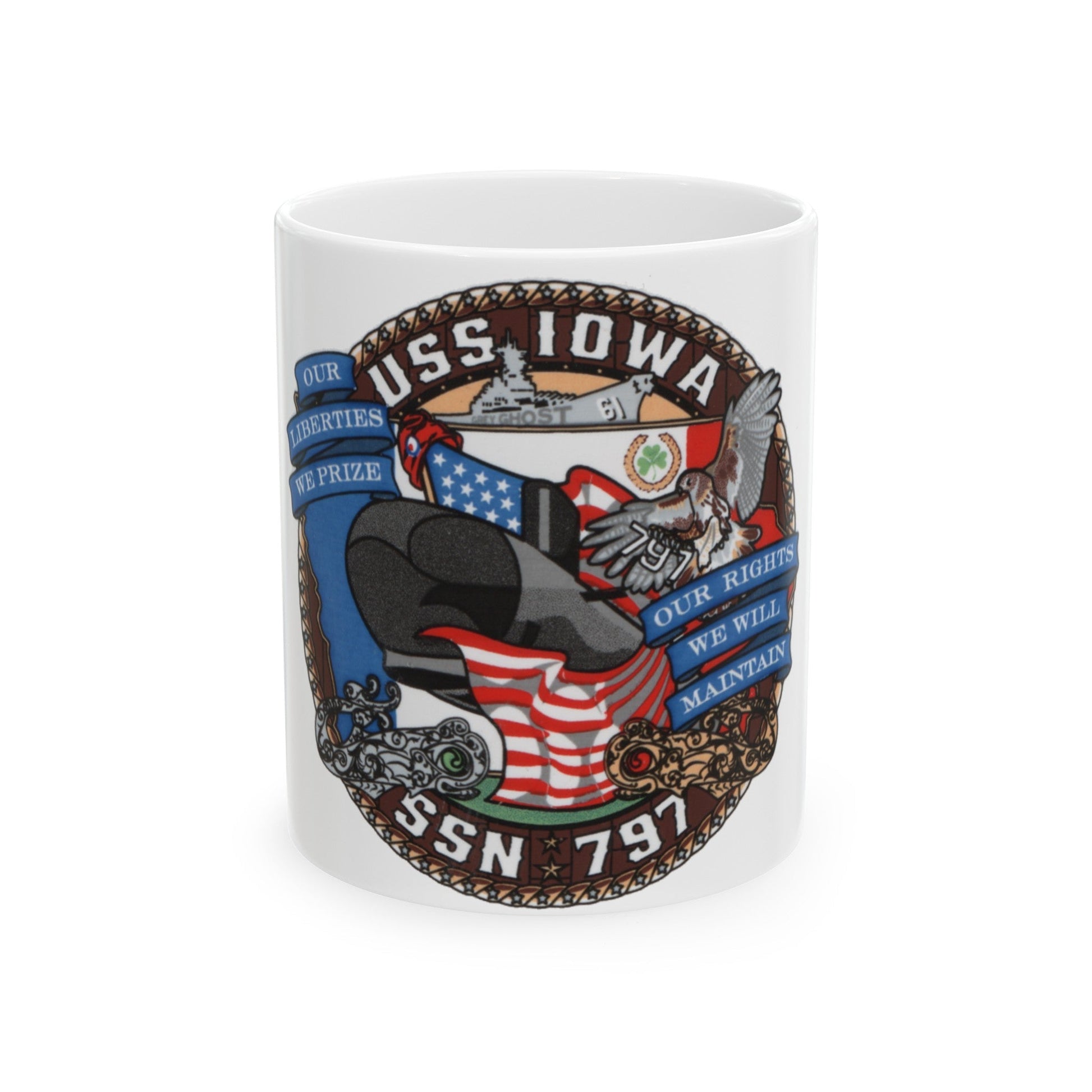 USS IOWA SSN 797 (U.S. Navy) White Coffee Mug-11oz-The Sticker Space