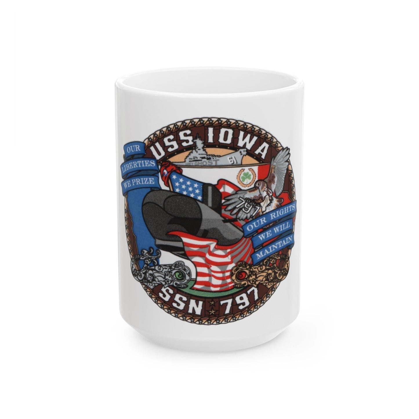 USS IOWA SSN 797 (U.S. Navy) White Coffee Mug-15oz-The Sticker Space