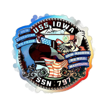 USS IOWA SSN 797 (U.S. Navy) Holographic STICKER Die-Cut Vinyl Decal 4 Inch Holographic - The Sticker Space