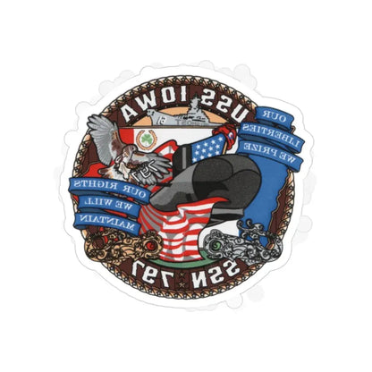 USS IOWA SSN 797 (U.S. Navy) REVERSE PRINT Transparent Die-Cut STICKER 3 Inch Die-Cut Transparent - The Sticker Space