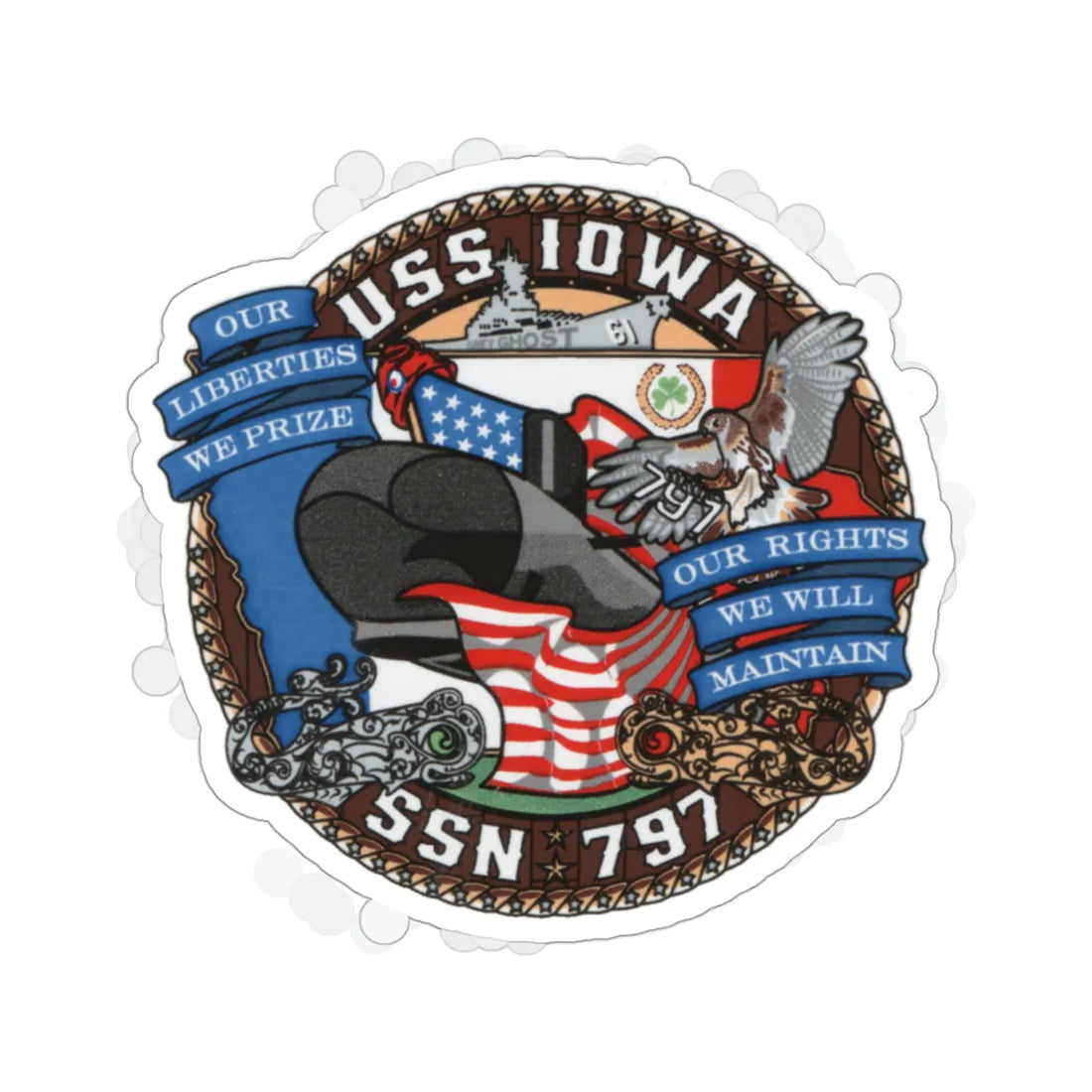 USS IOWA SSN 797 (U.S. Navy) STICKER Vinyl Die-Cut Decal 3 Inch - The Sticker Space