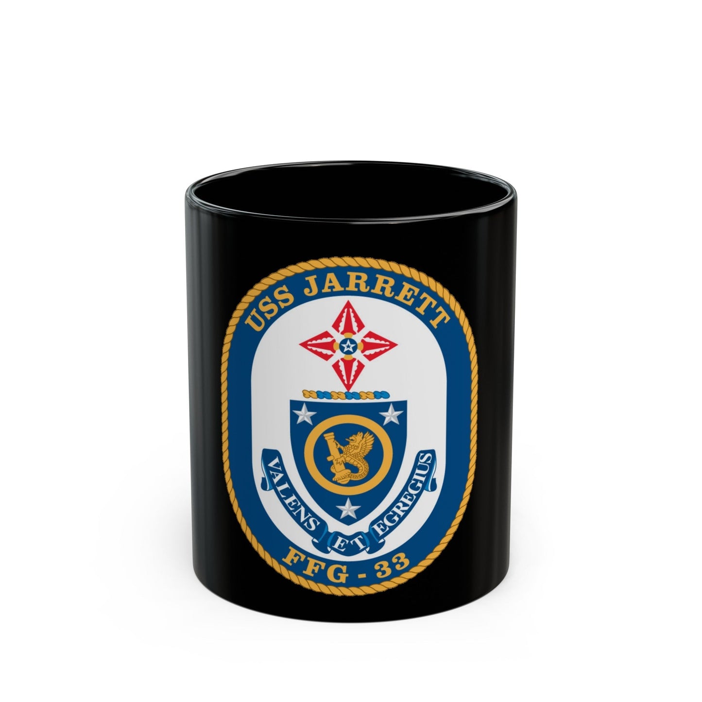 USS Jarrett FFG 33 (U.S. Navy) Black Coffee Mug-11oz-The Sticker Space