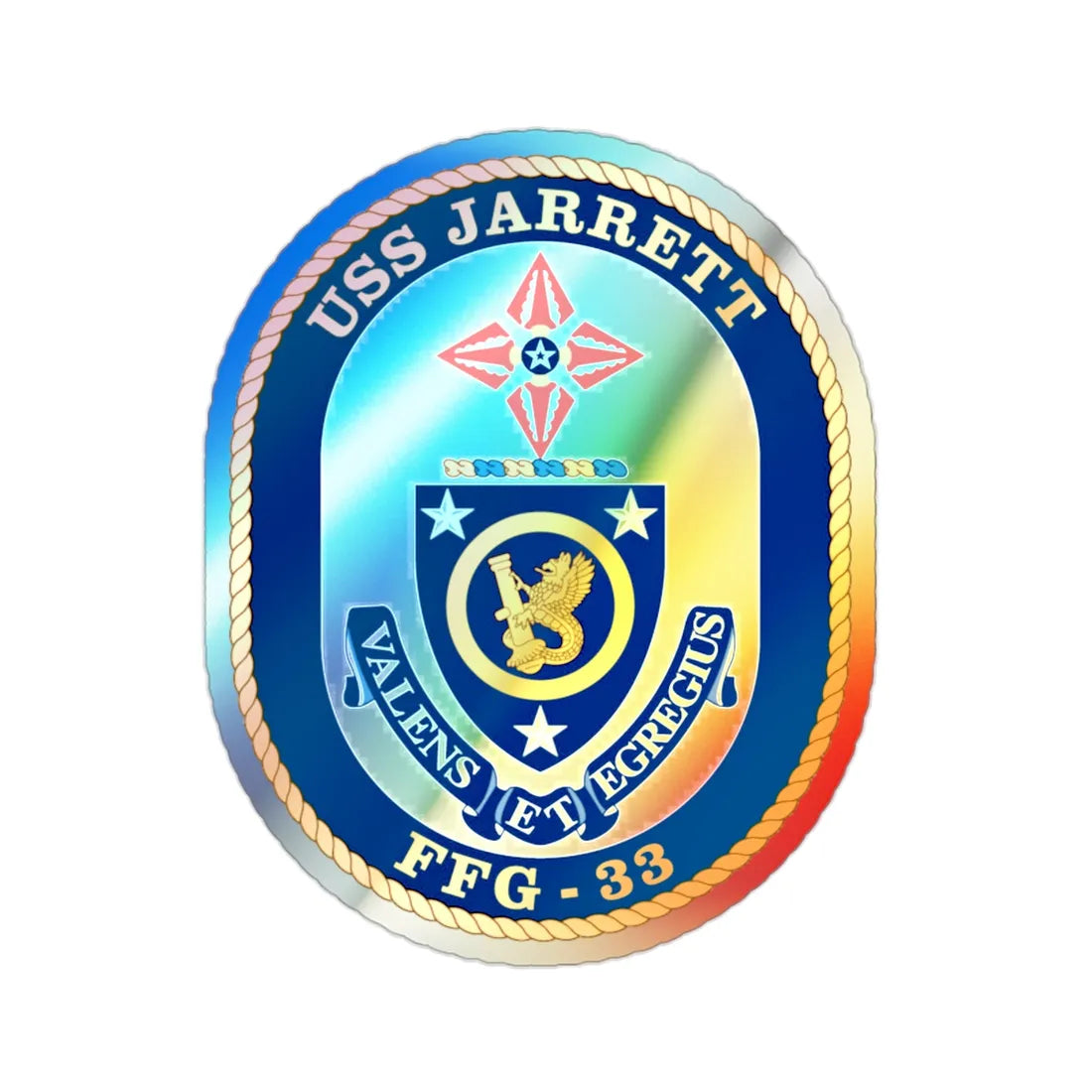 USS Jarrett FFG 33 (U.S. Navy) Holographic STICKER Die-Cut Vinyl Decal 2 Inch Holographic - The Sticker Space