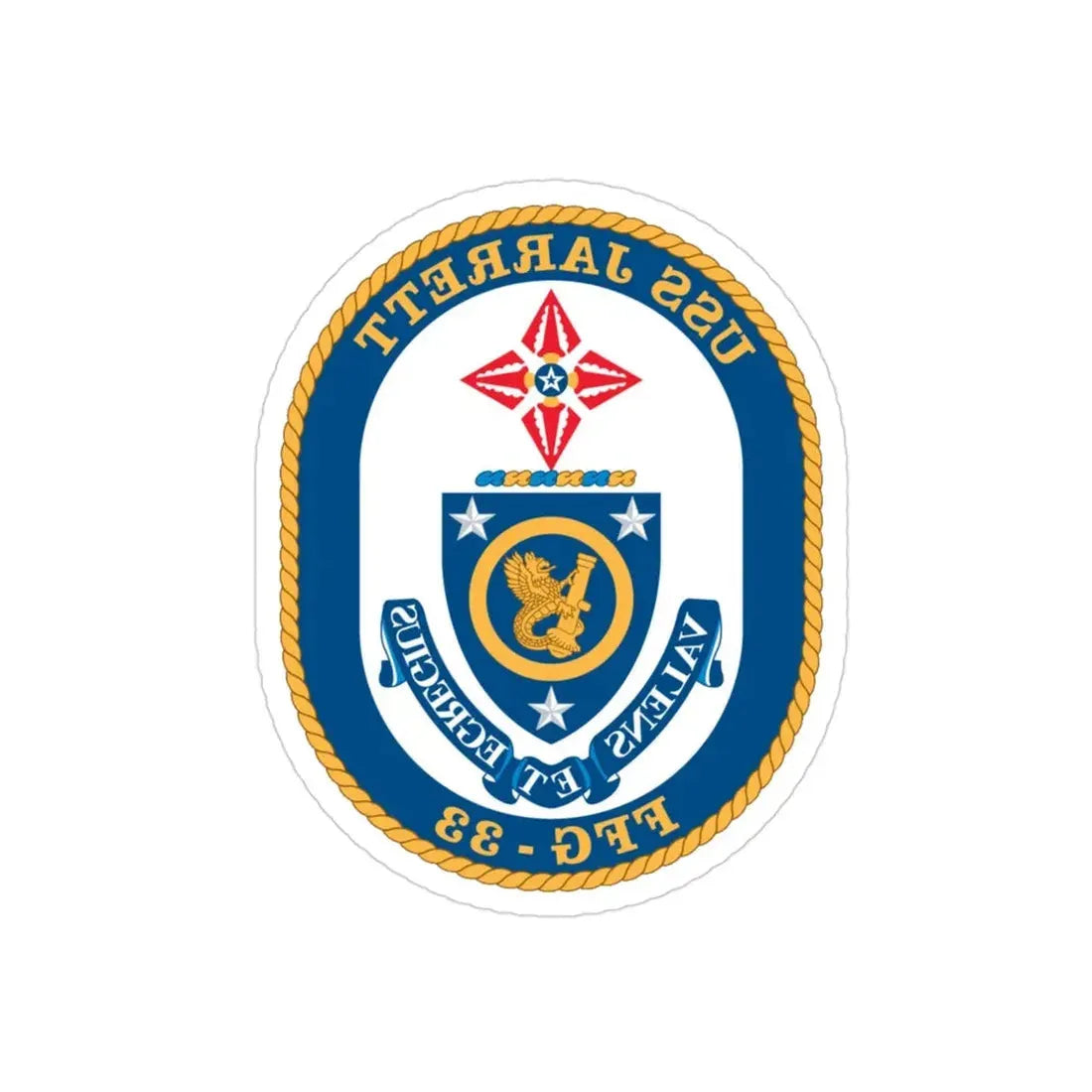 USS Jarrett FFG 33 (U.S. Navy) REVERSE PRINT Transparent Die-Cut STICKER 3 Inch Die-Cut Transparent - The Sticker Space