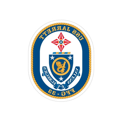 USS Jarrett FFG 33 (U.S. Navy) REVERSE PRINT Transparent Die-Cut STICKER 3 Inch Die-Cut Transparent - The Sticker Space