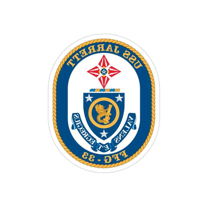USS Jarrett FFG 33 (U.S. Navy) REVERSE PRINT Transparent Die-Cut STICKER 4 Inch Die-Cut Transparent - The Sticker Space