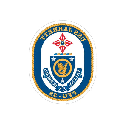 USS Jarrett FFG 33 (U.S. Navy) REVERSE PRINT Transparent Die-Cut STICKER 6 Inch Die-Cut Transparent - The Sticker Space