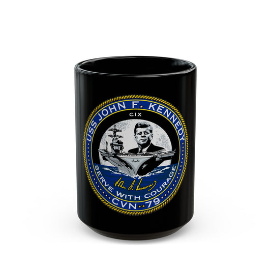 USS JOHN F KENNEDY CVN 79 (U.S. Navy) Black Coffee Mug-15oz-The Sticker Space