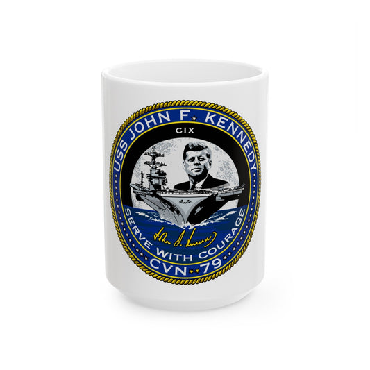 USS JOHN F KENNEDY CVN 79 (U.S. Navy) White Coffee Mug-15oz-The Sticker Space