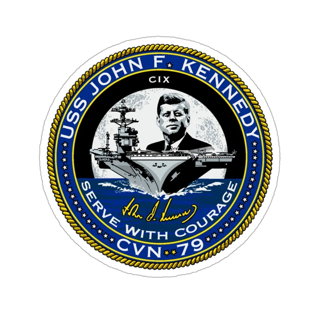 USS JOHN F KENNEDY CVN 79 (U.S. Navy) STICKER Vinyl Die-Cut Decal 3 Inch - The Sticker Space