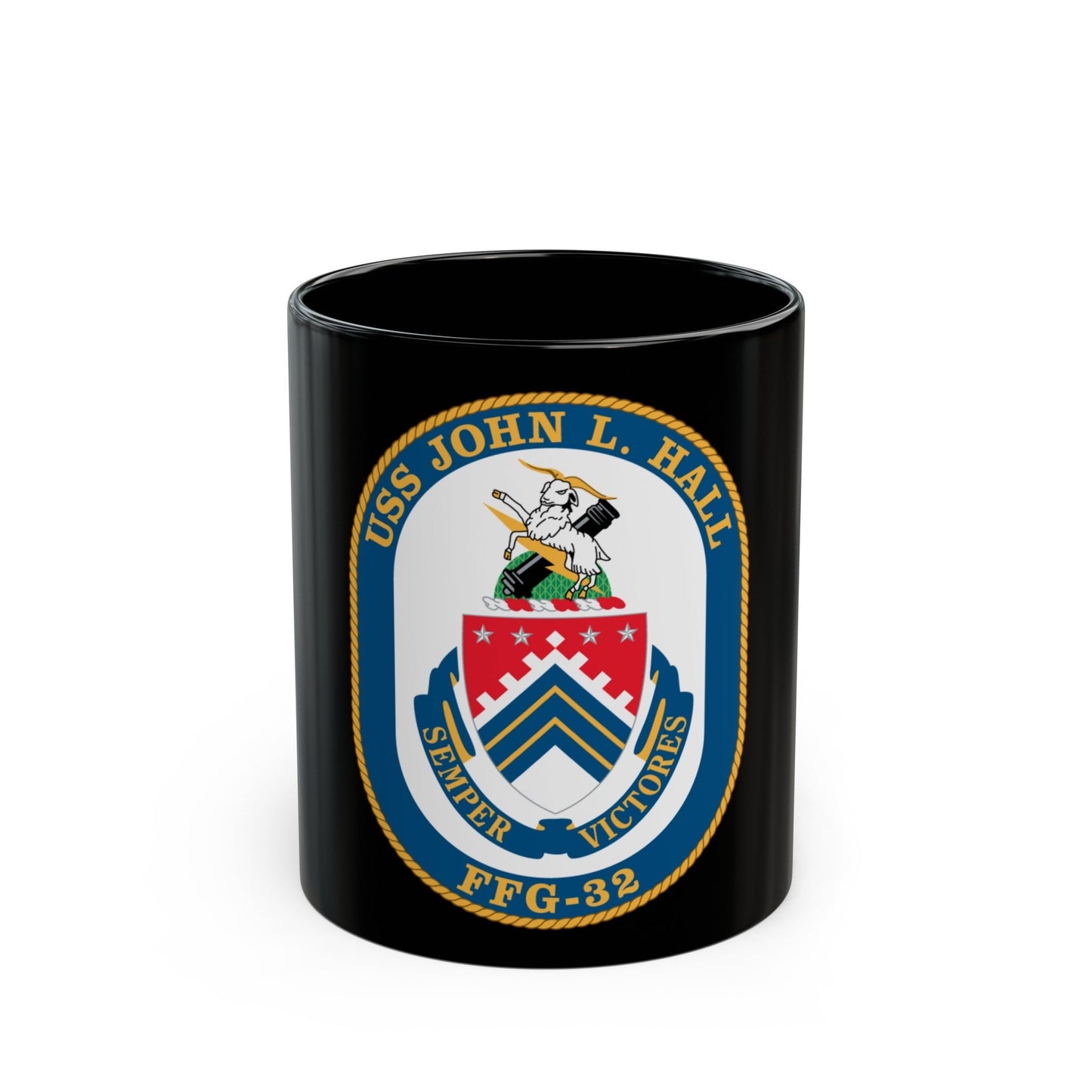 USS John L Hall FFG 32 (U.S. Navy) Black Coffee Mug-11oz-The Sticker Space