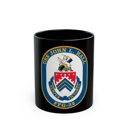 USS John L Hall FFG 32 (U.S. Navy) Black Coffee Mug-11oz-The Sticker Space