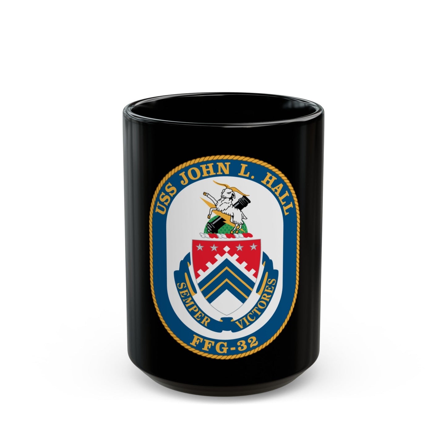 USS John L Hall FFG 32 (U.S. Navy) Black Coffee Mug-15oz-The Sticker Space