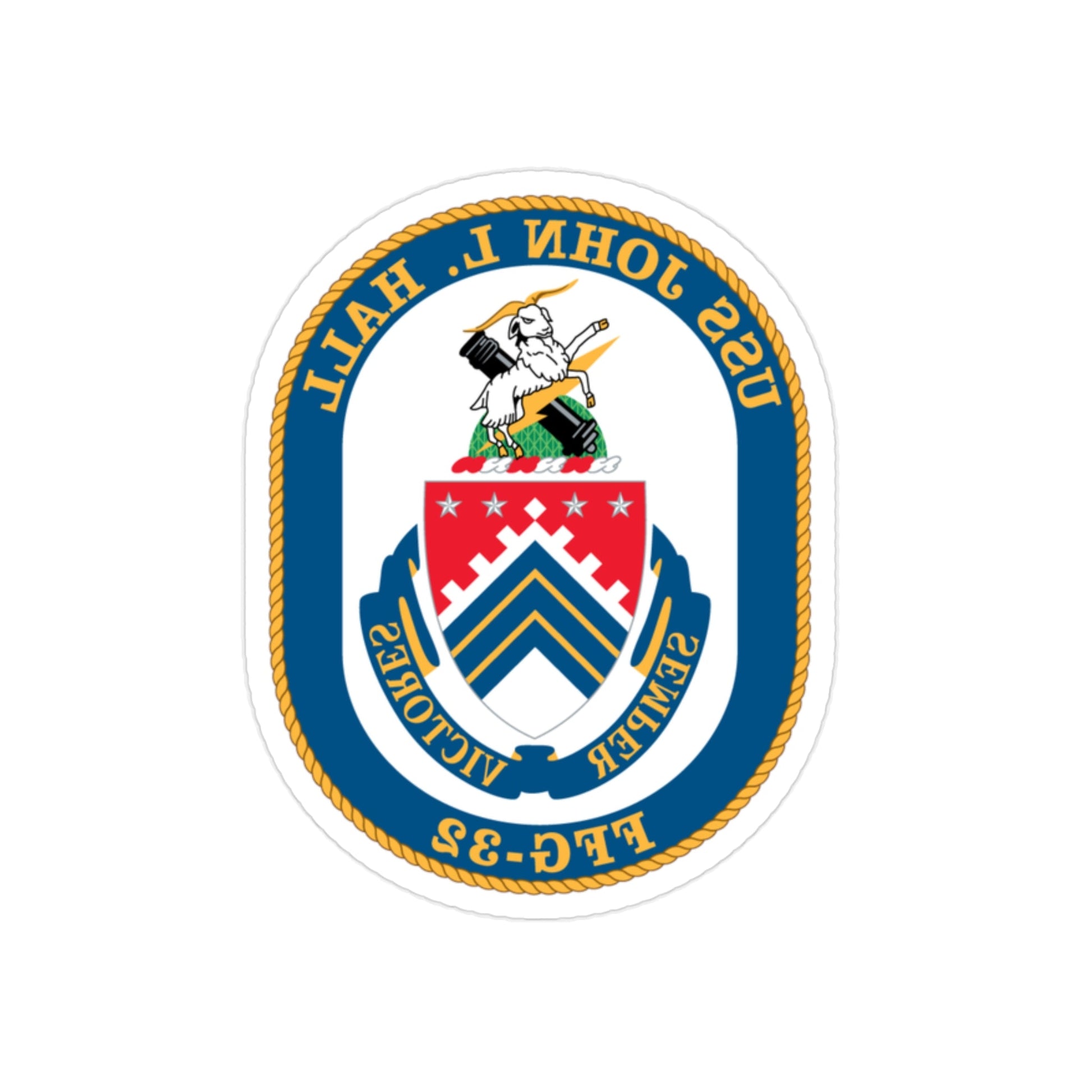 USS John L Hall FFG 32 (U.S. Navy) REVERSE PRINT Transparent STICKER-2" × 2"-The Sticker Space