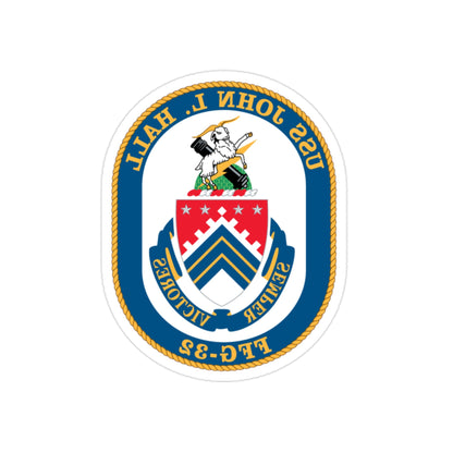 USS John L Hall FFG 32 (U.S. Navy) REVERSE PRINT Transparent STICKER-2" × 2"-The Sticker Space