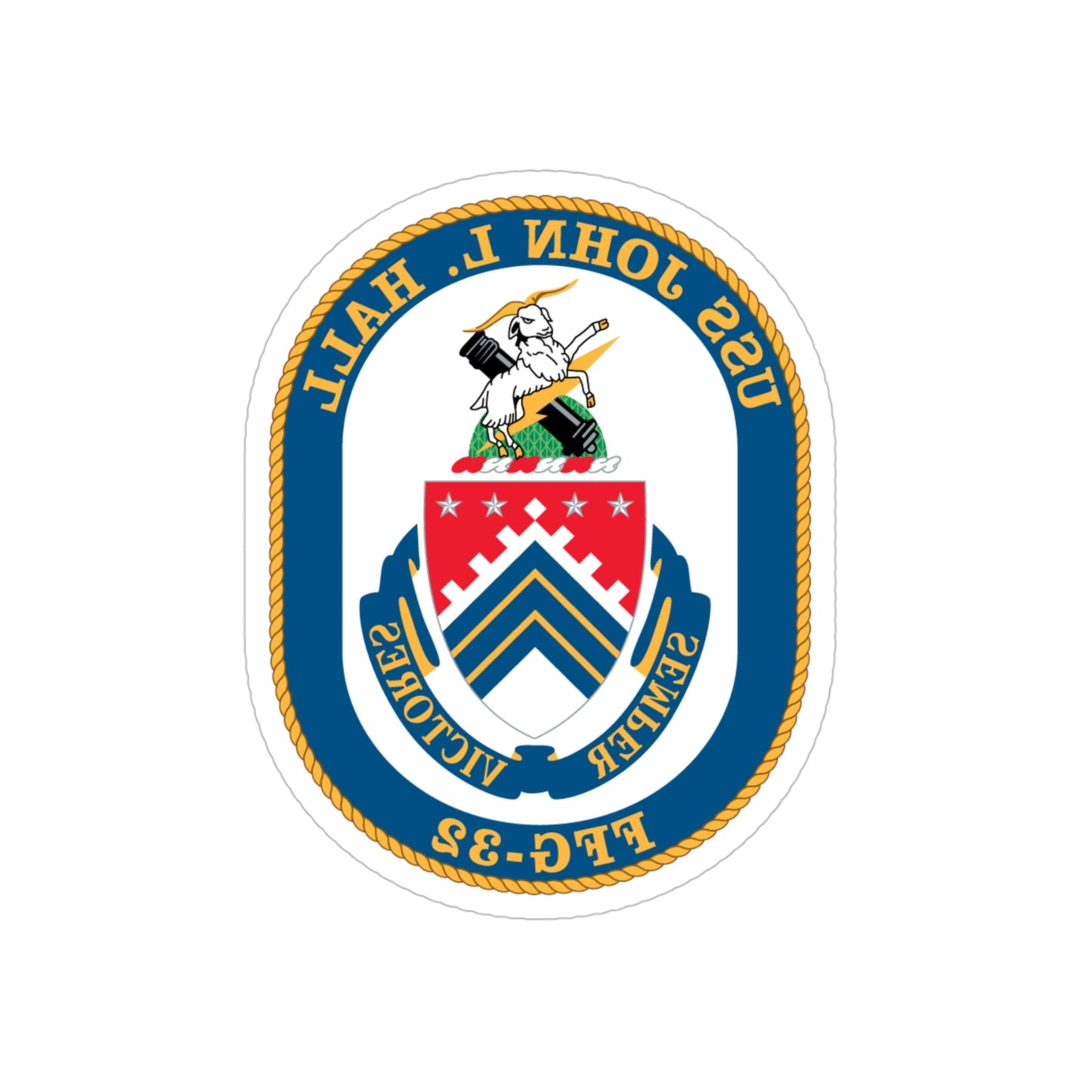 USS John L Hall FFG 32 (U.S. Navy) REVERSE PRINT Transparent STICKER-4" × 4"-The Sticker Space