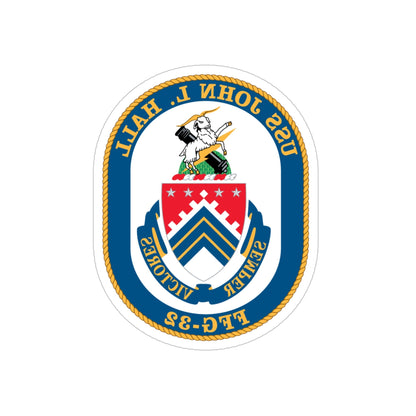 USS John L Hall FFG 32 (U.S. Navy) REVERSE PRINT Transparent STICKER-6 Inch-The Sticker Space