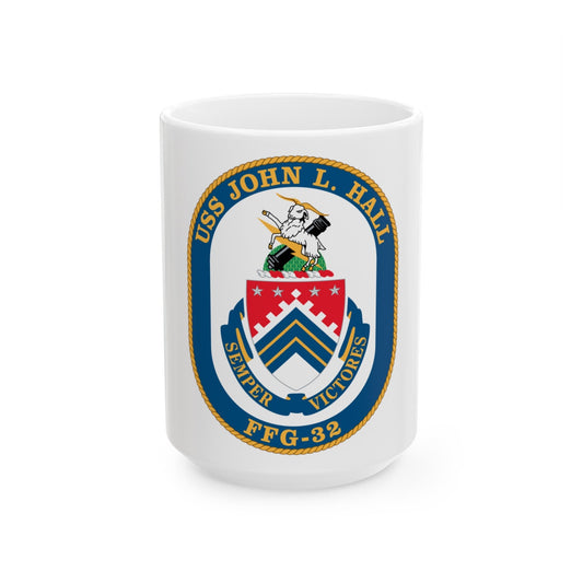 USS John L Hall FFG 32 (U.S. Navy) White Coffee Mug-15oz-The Sticker Space