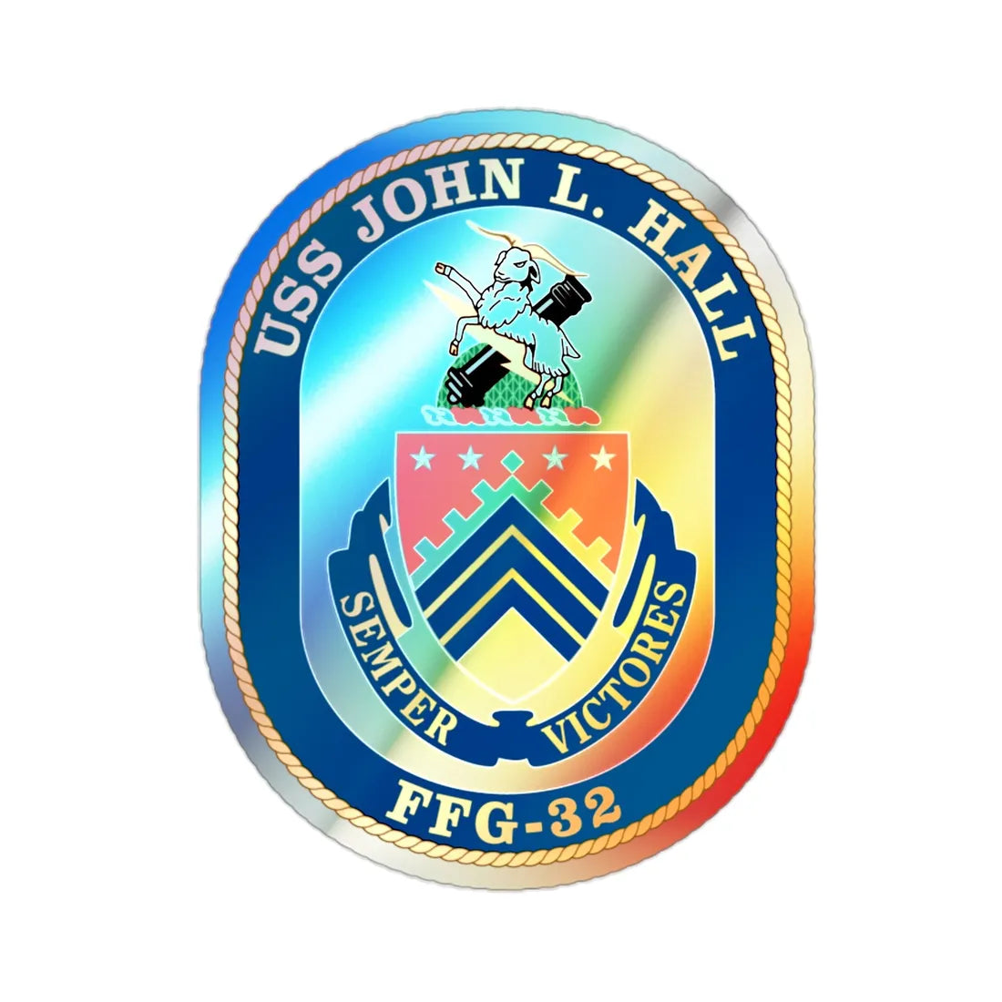 USS John L Hall FFG 32 (U.S. Navy) Holographic STICKER Die-Cut Vinyl Decal 2 Inch Holographic - The Sticker Space