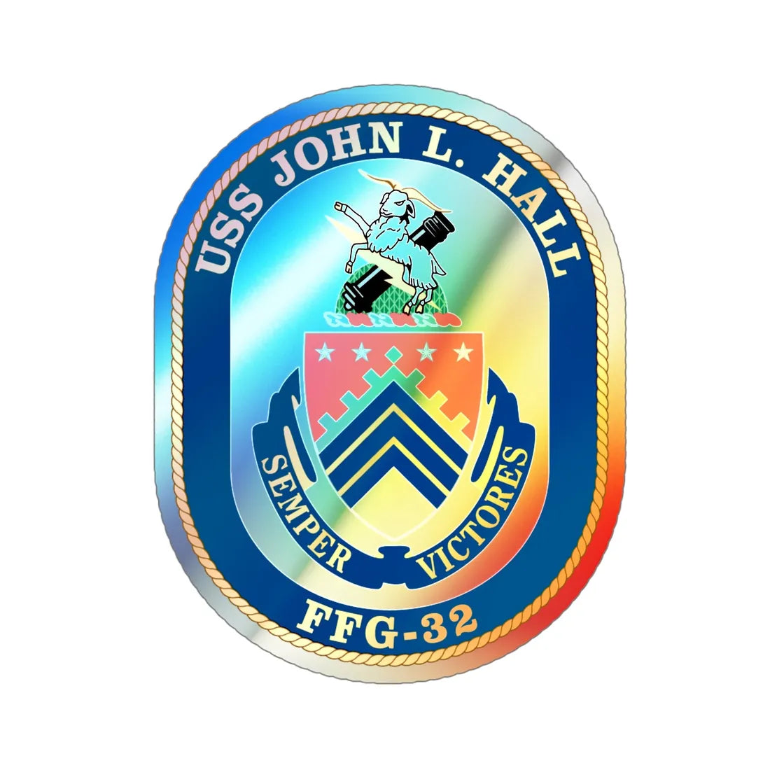 USS John L Hall FFG 32 (U.S. Navy) Holographic STICKER Die-Cut Vinyl Decal 5 Inch Holographic - The Sticker Space