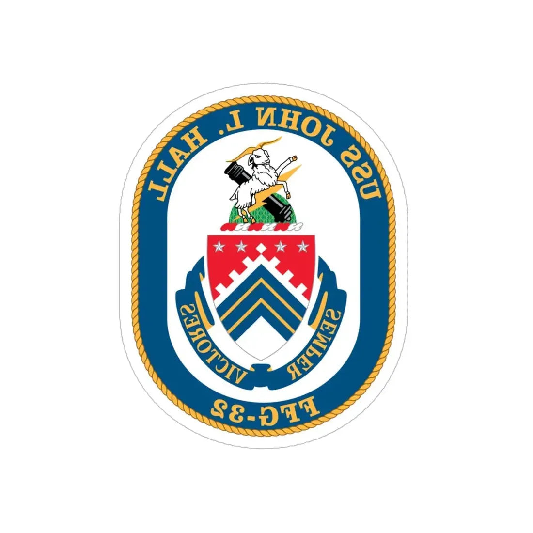 USS John L Hall FFG 32 (U.S. Navy) REVERSE PRINT Transparent Die-Cut STICKER 6 Inch Die-Cut Transparent - The Sticker Space
