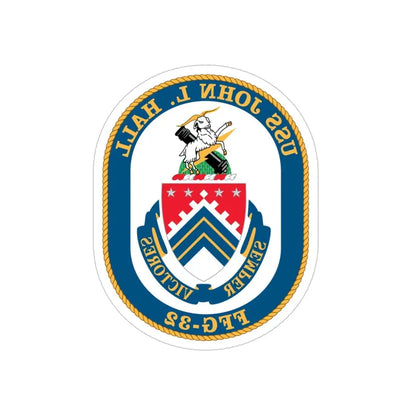 USS John L Hall FFG 32 (U.S. Navy) REVERSE PRINT Transparent Die-Cut STICKER 6 Inch Die-Cut Transparent - The Sticker Space