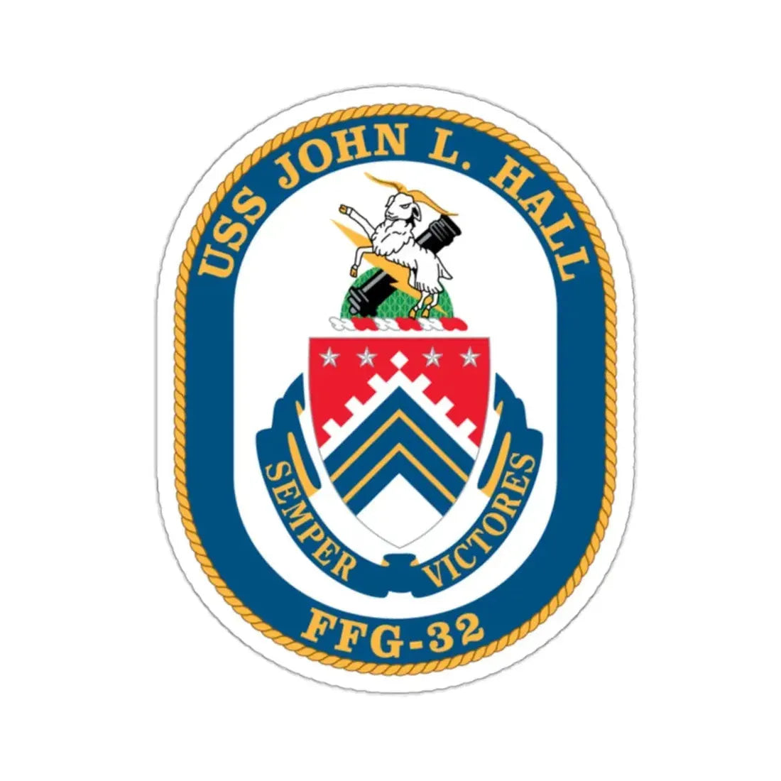 USS John L Hall FFG 32 (U.S. Navy) STICKER Vinyl Kiss-Cut Decal 2 Inch White - The Sticker Space