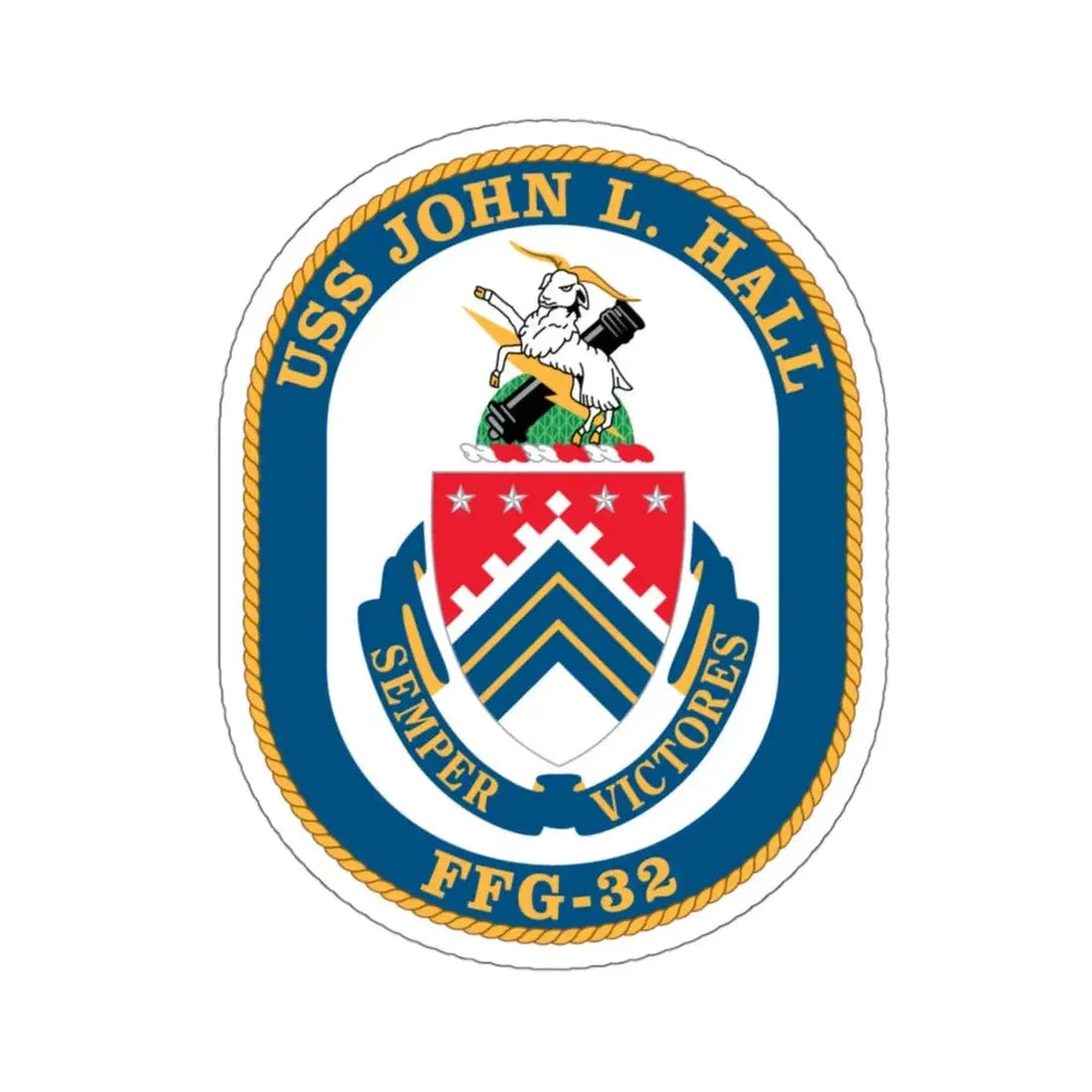 USS John L Hall FFG 32 (U.S. Navy) STICKER Vinyl Kiss-Cut Decal 4 Inch White - The Sticker Space