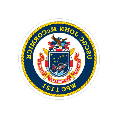 USS John McCormick WPC 1121 (U.S. Coast Guard) REVERSE PRINT Transparent STICKER-2" × 2"-The Sticker Space