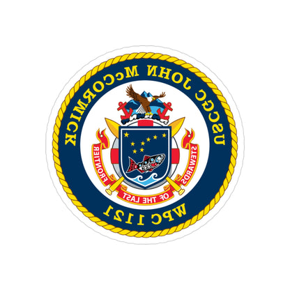 USS John McCormick WPC 1121 (U.S. Coast Guard) REVERSE PRINT Transparent STICKER-3" × 3"-The Sticker Space