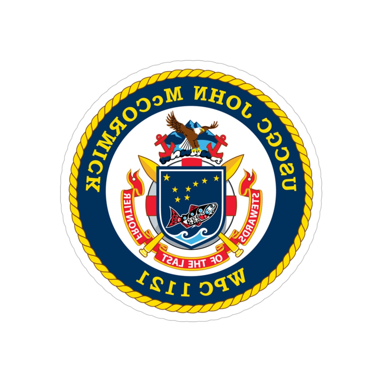 USS John McCormick WPC 1121 (U.S. Coast Guard) REVERSE PRINT Transparent STICKER-4" × 4"-The Sticker Space