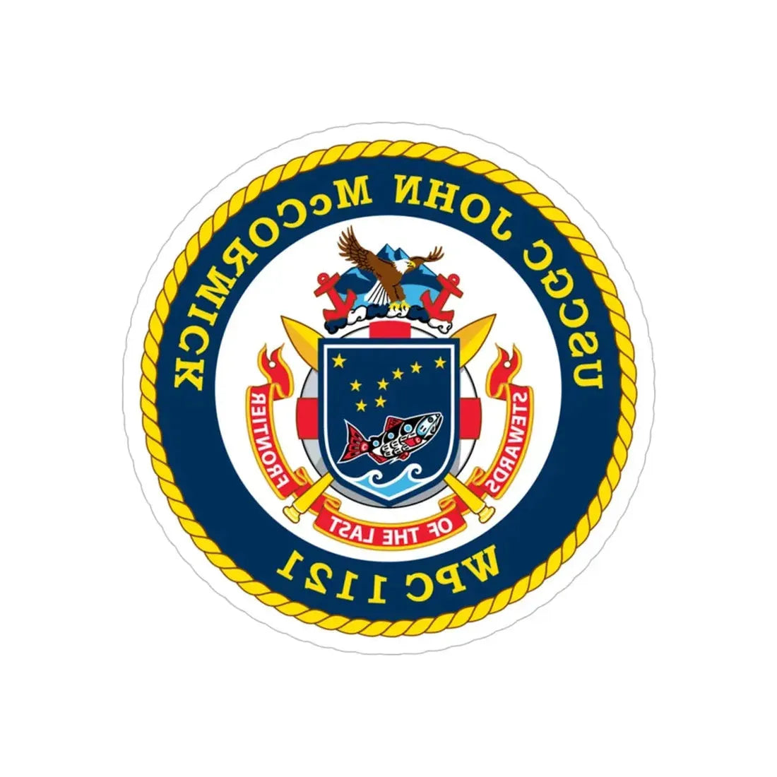 USS John McCormick WPC 1121 (U.S. Coast Guard) REVERSE PRINT Transparent Die-Cut STICKER 5 Inch Die-Cut Transparent - The Sticker Space