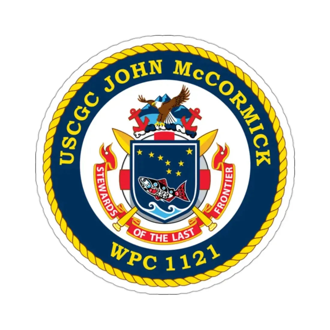 USS John McCormick WPC 1121 (U.S. Coast Guard) STICKER Vinyl Kiss-Cut Decal 2 Inch White - The Sticker Space