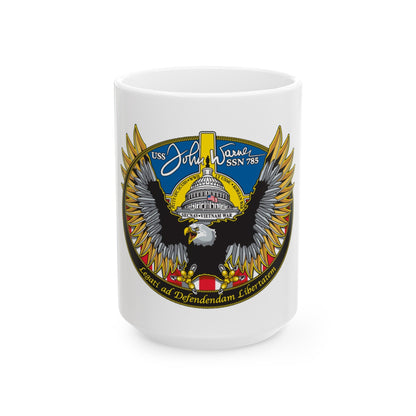 USS John Warner SSN 785 (U.S. Navy) White Coffee Mug-15oz-The Sticker Space