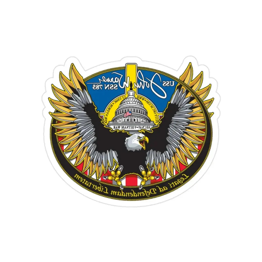 USS John Warner SSN 785 (U.S. Navy) REVERSE PRINT Transparent Die-Cut STICKER 2 Inch Die-Cut Transparent - The Sticker Space